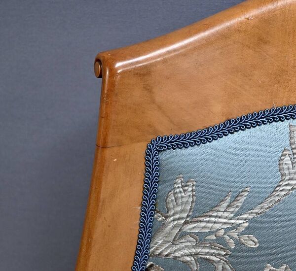 Chaise Gondole en Merisier et Érable moucheté, style Charles X – Milieu XXe