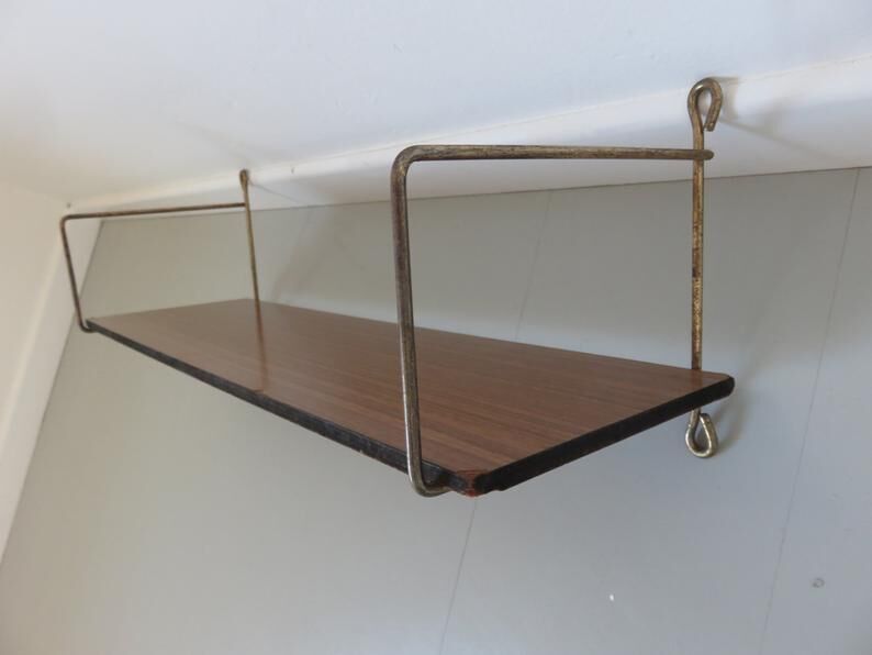 Gold metal shelf and formica veneer 60s