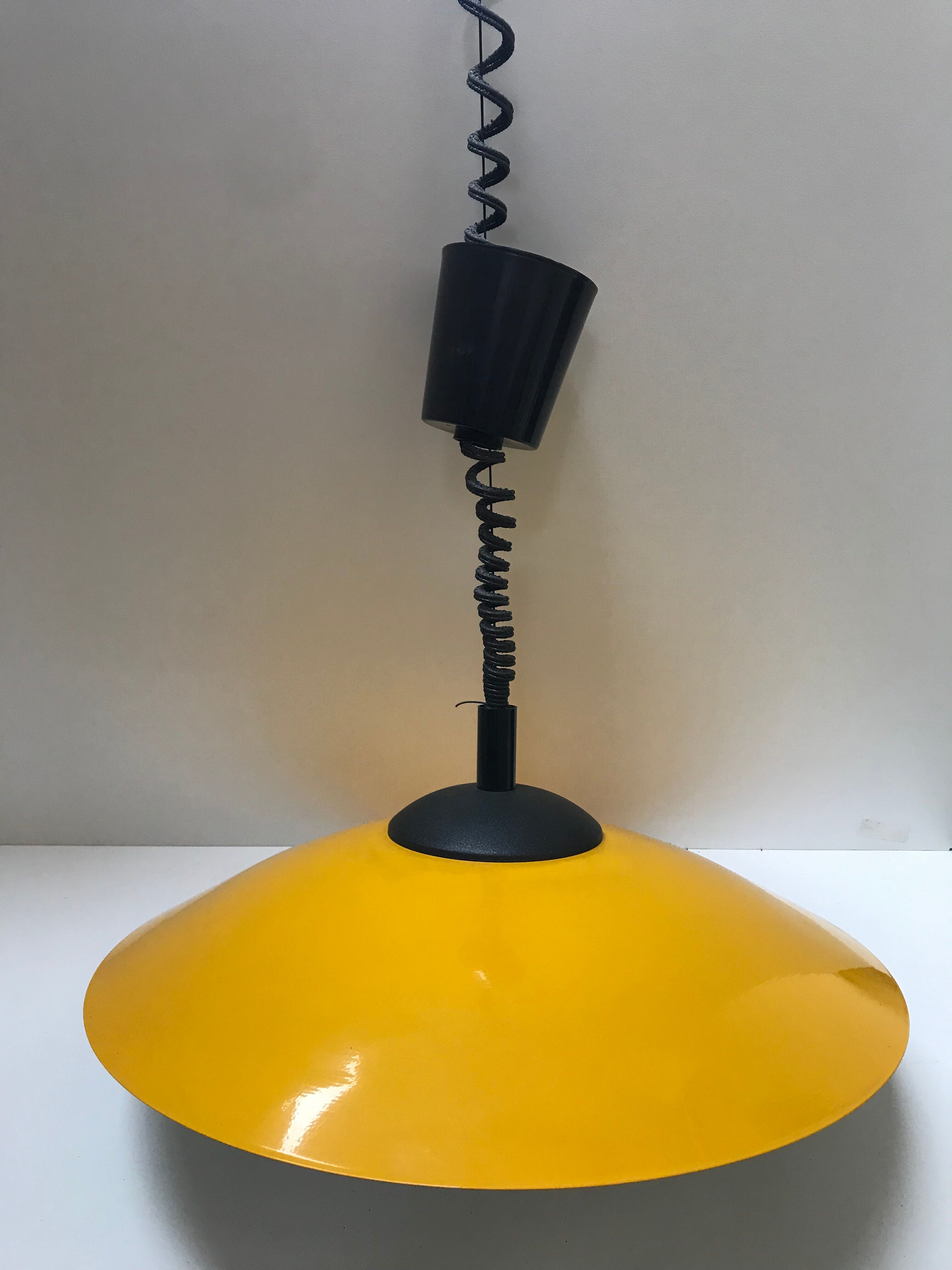 Oscar yellow and white metal pendant light, made in Italy