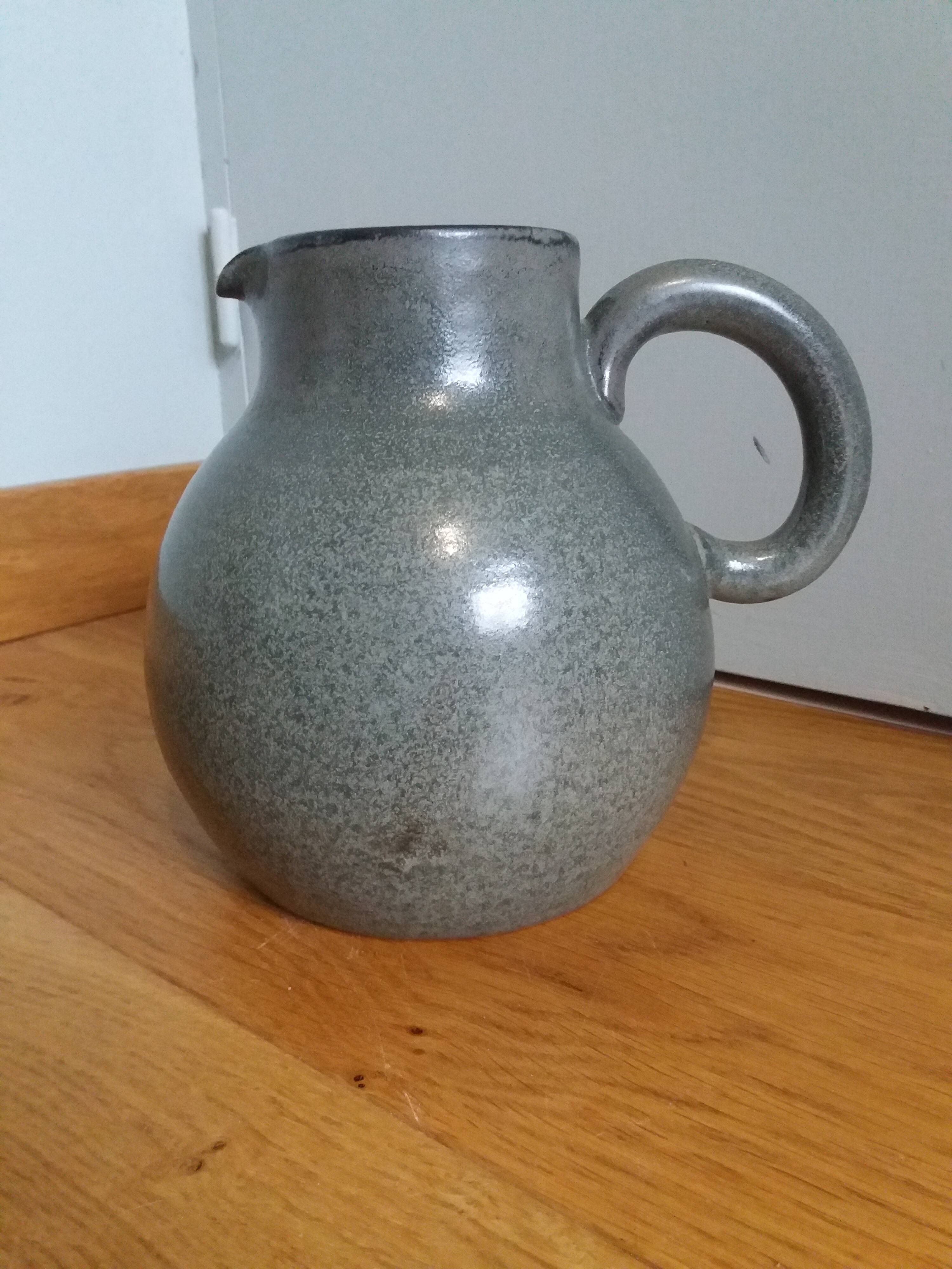 Pitcher michel and denise pointu arts céram sandstone from puisaye 50s 60s