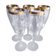 Set of 5 champagne flutes in crystal frieze and golden border