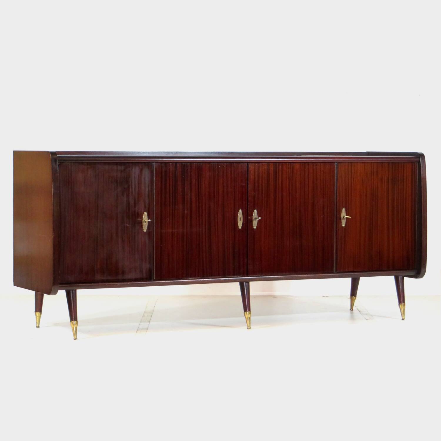 Vintage Art Deco sideboard with stylish legs and brass elements, 1930s