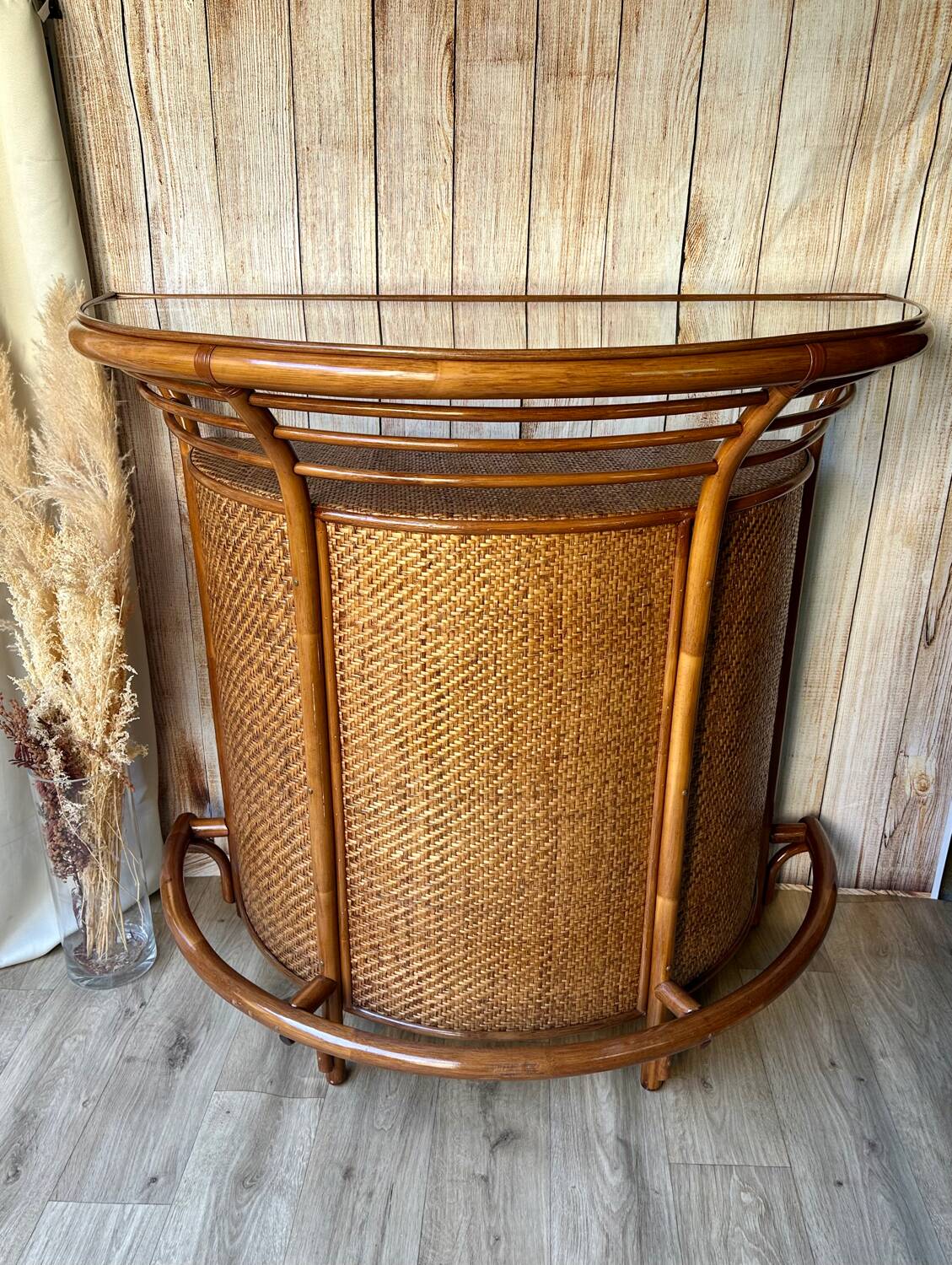 Rattan and cane bar, 1970s