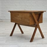 1970s, Scandinavian side table with drawer, solid oak wood, teak wood.
