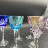6 verres à porto en cristal de couleur