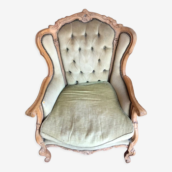 Baroque style armchair velvet light green