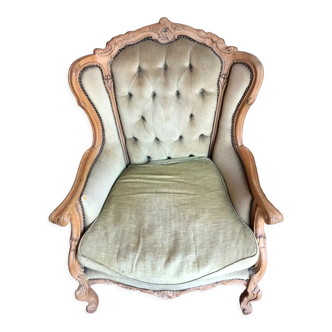 Baroque style armchair velvet light green