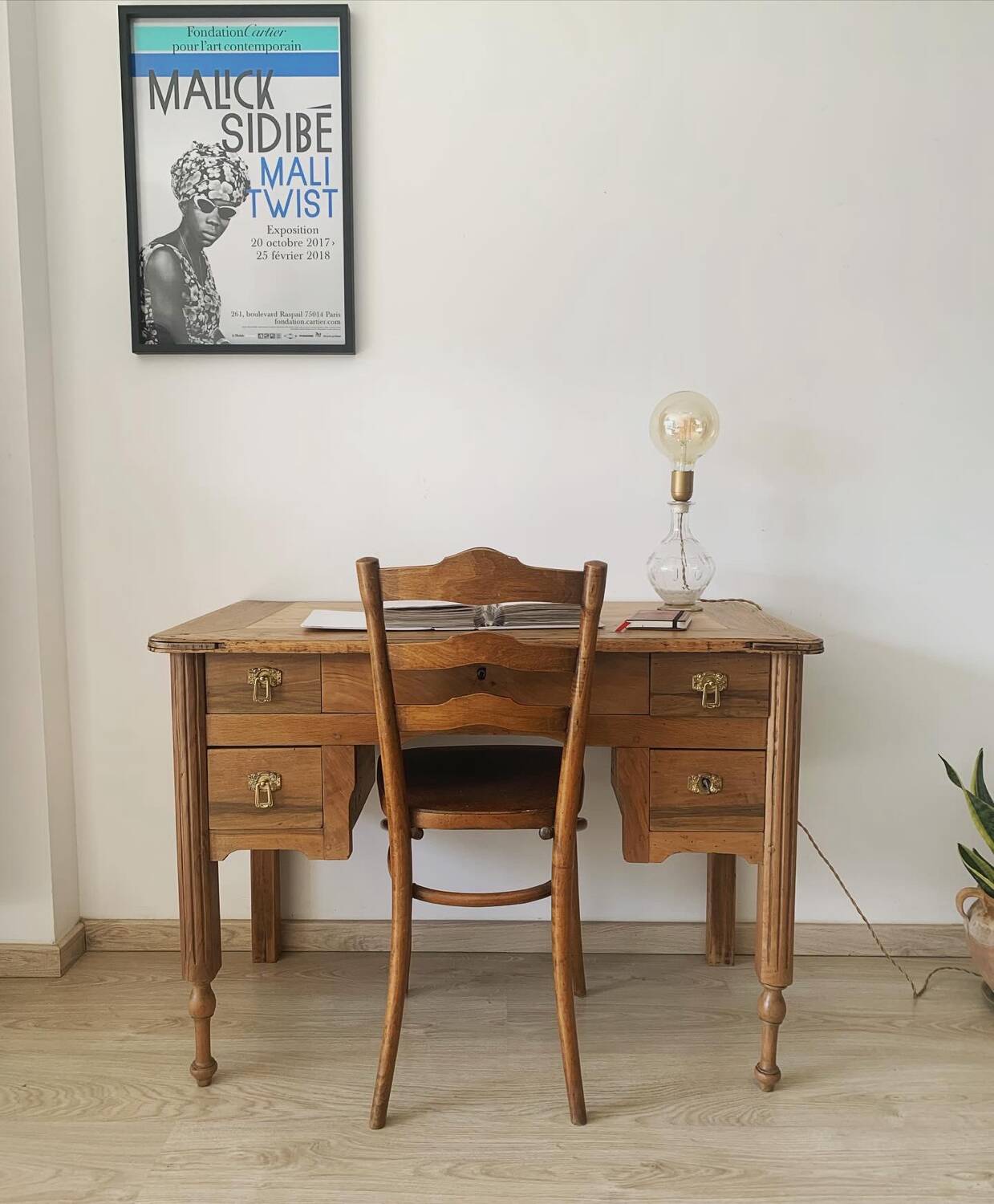 Old restored wooden desk