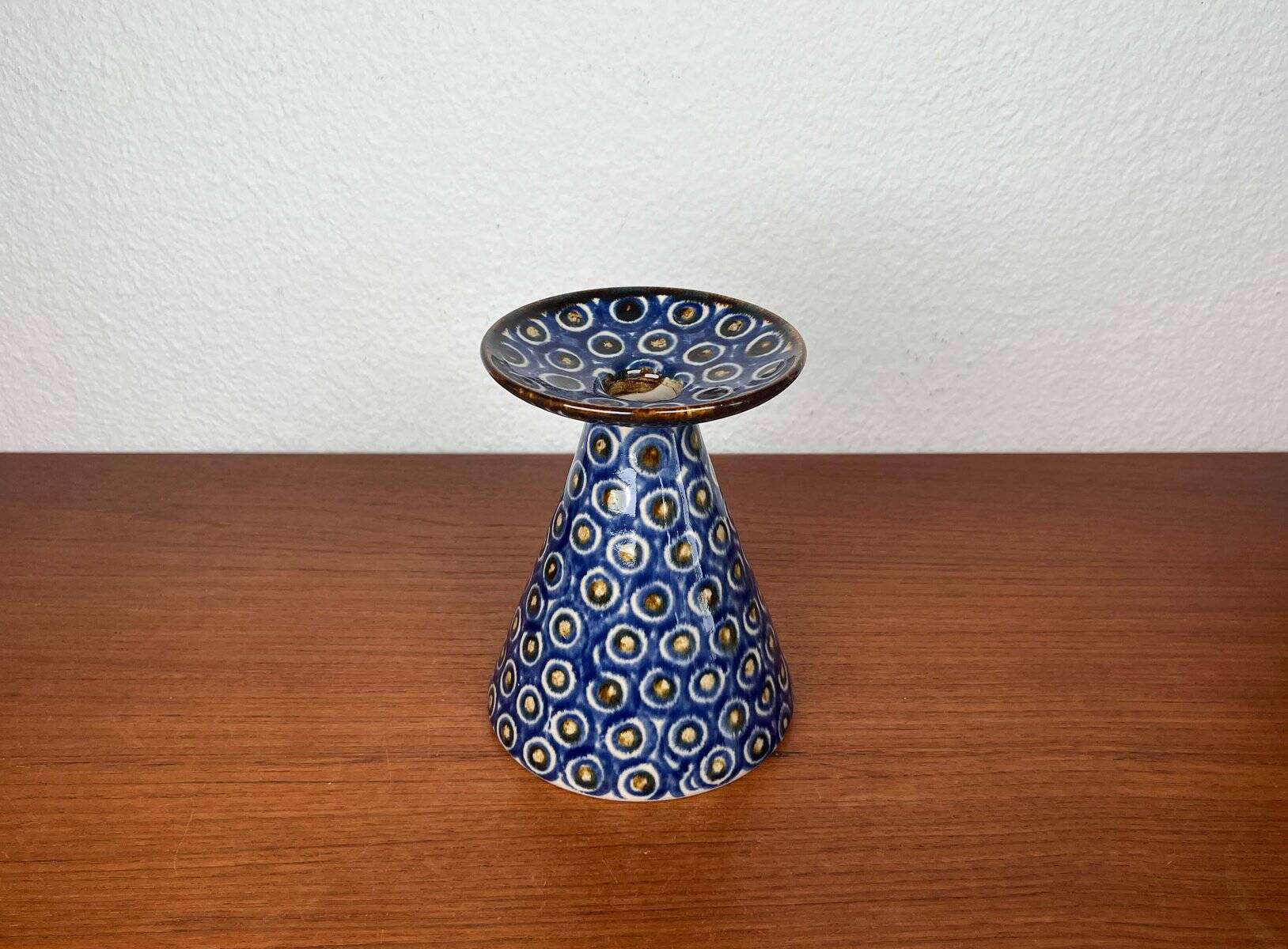 Mid-Century Modern German Vase with Peacock Design