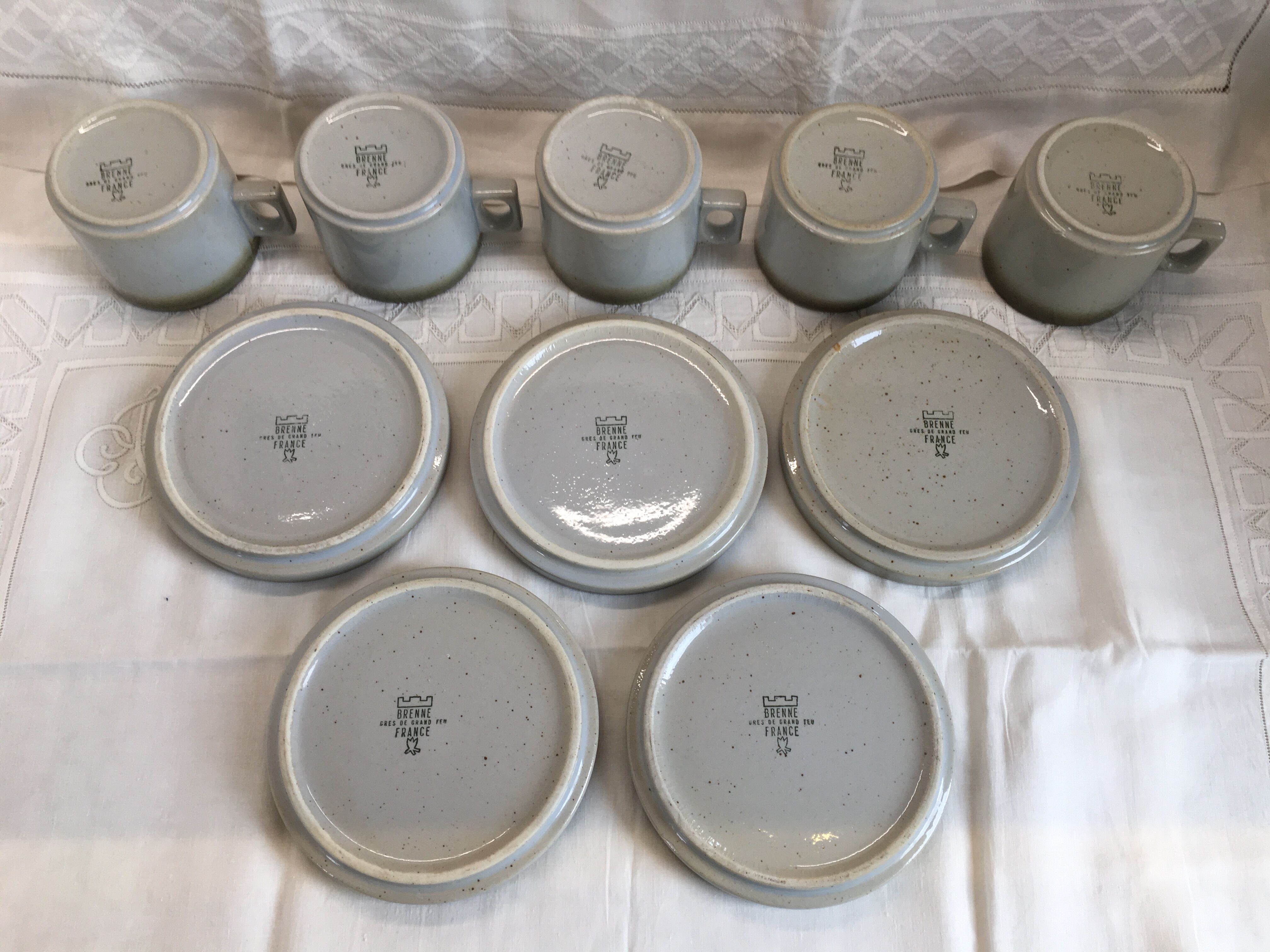 Rare coffee / tea service in Brenne sandstone "Grand Feu" - France 70s