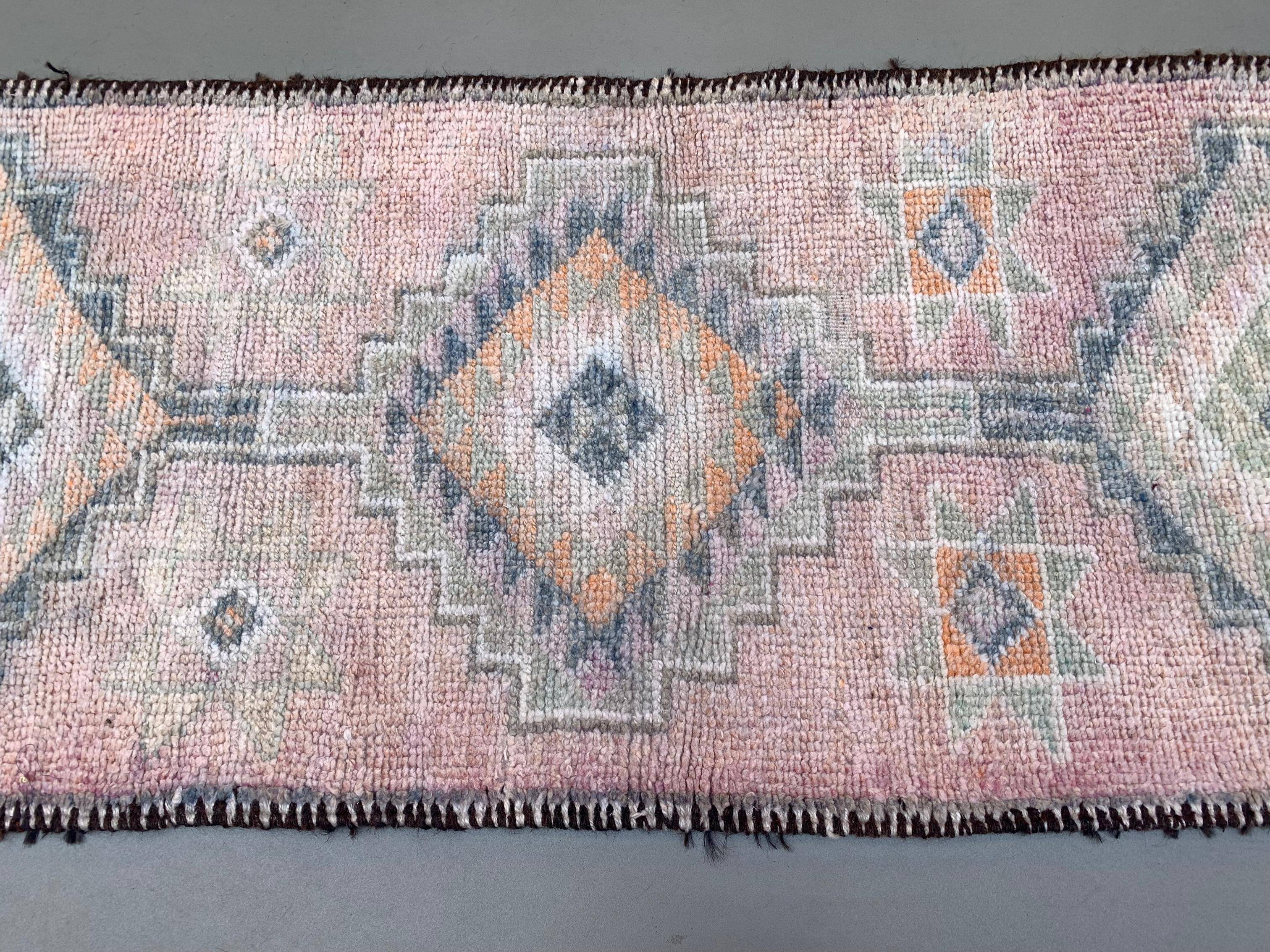 Vintage Turkish  Tribal Runner 460x83 cm veg dye wool rug tribal, handmade