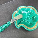 Verceram butter dish in the shape of a leaf, with its knife