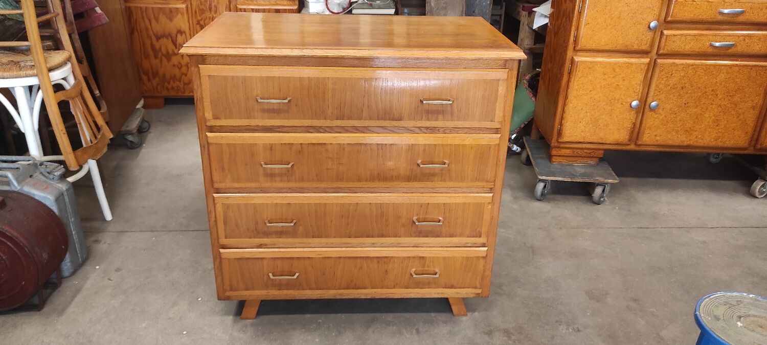 Vintage chest of drawers with 4 drawers, Scandinavian style compass feet
