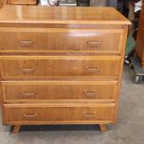 Vintage chest of drawers with 4 drawers, Scandinavian style compass feet