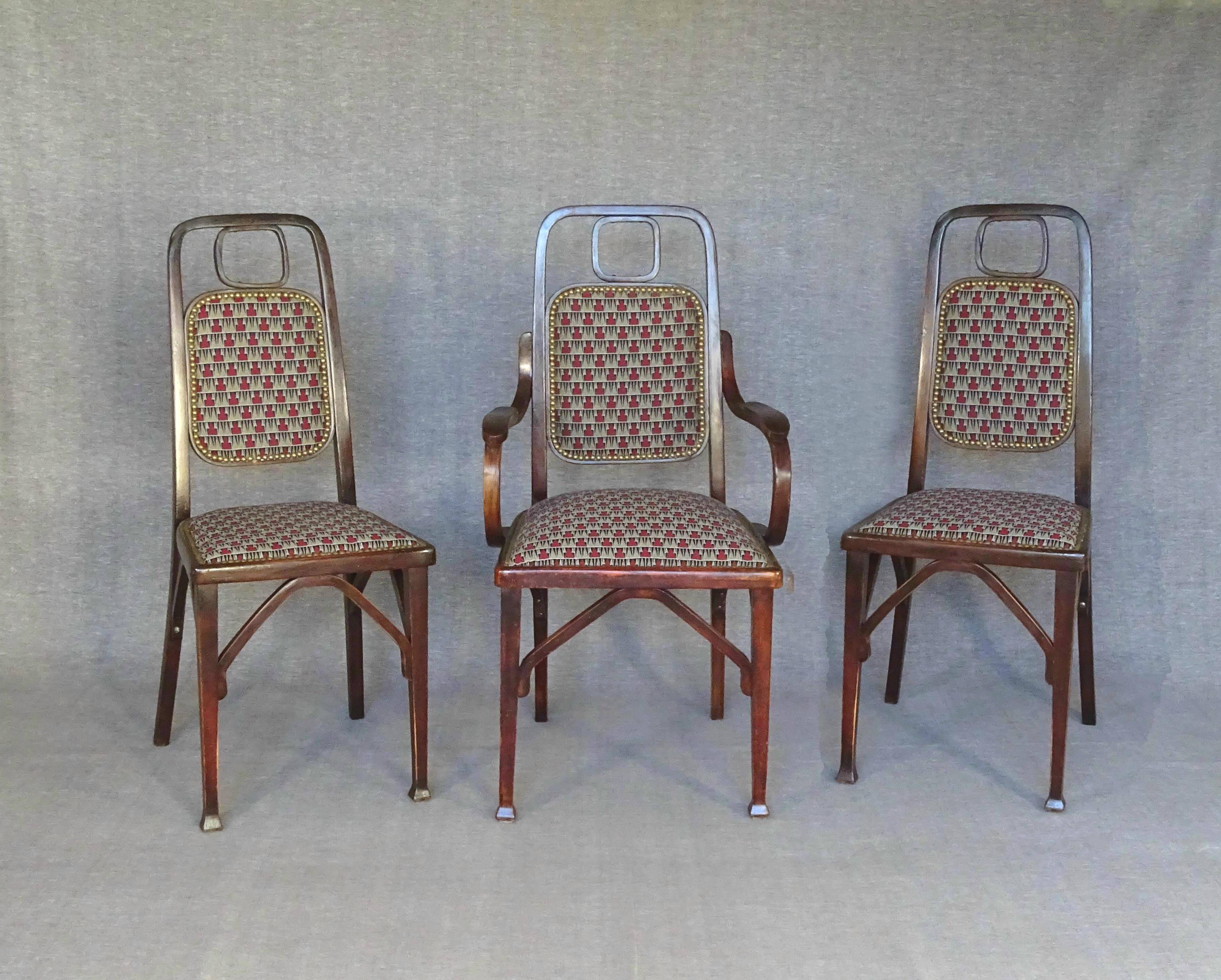 2 chaises et 1 fauteuil Secession Viennoise, 1910-1914