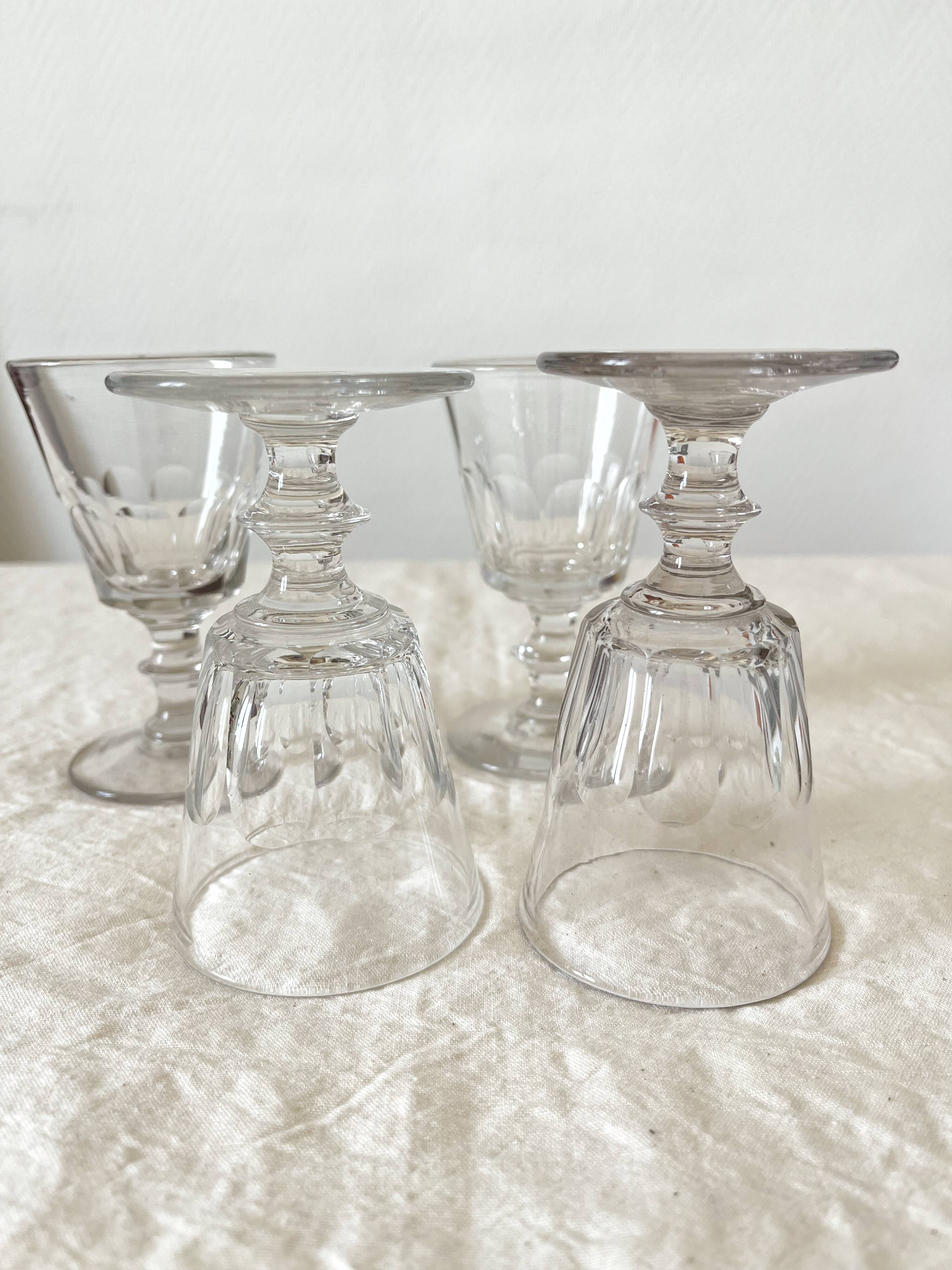 4 old crystal wine glasses Cato Saint Louis 19th century