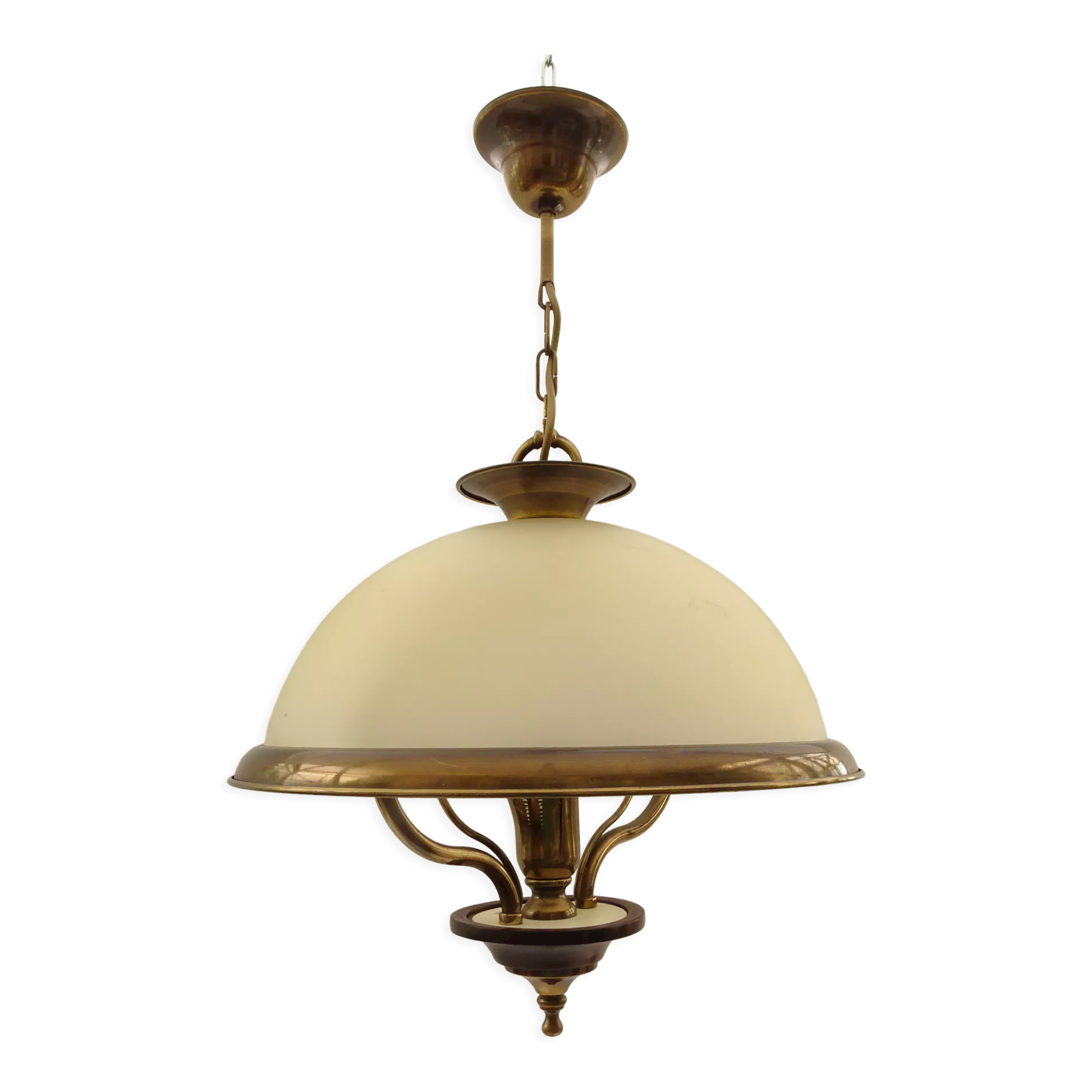 Suspension in opaque glass and solid brass