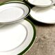 6 flat plates in white, green and gold porcelain
