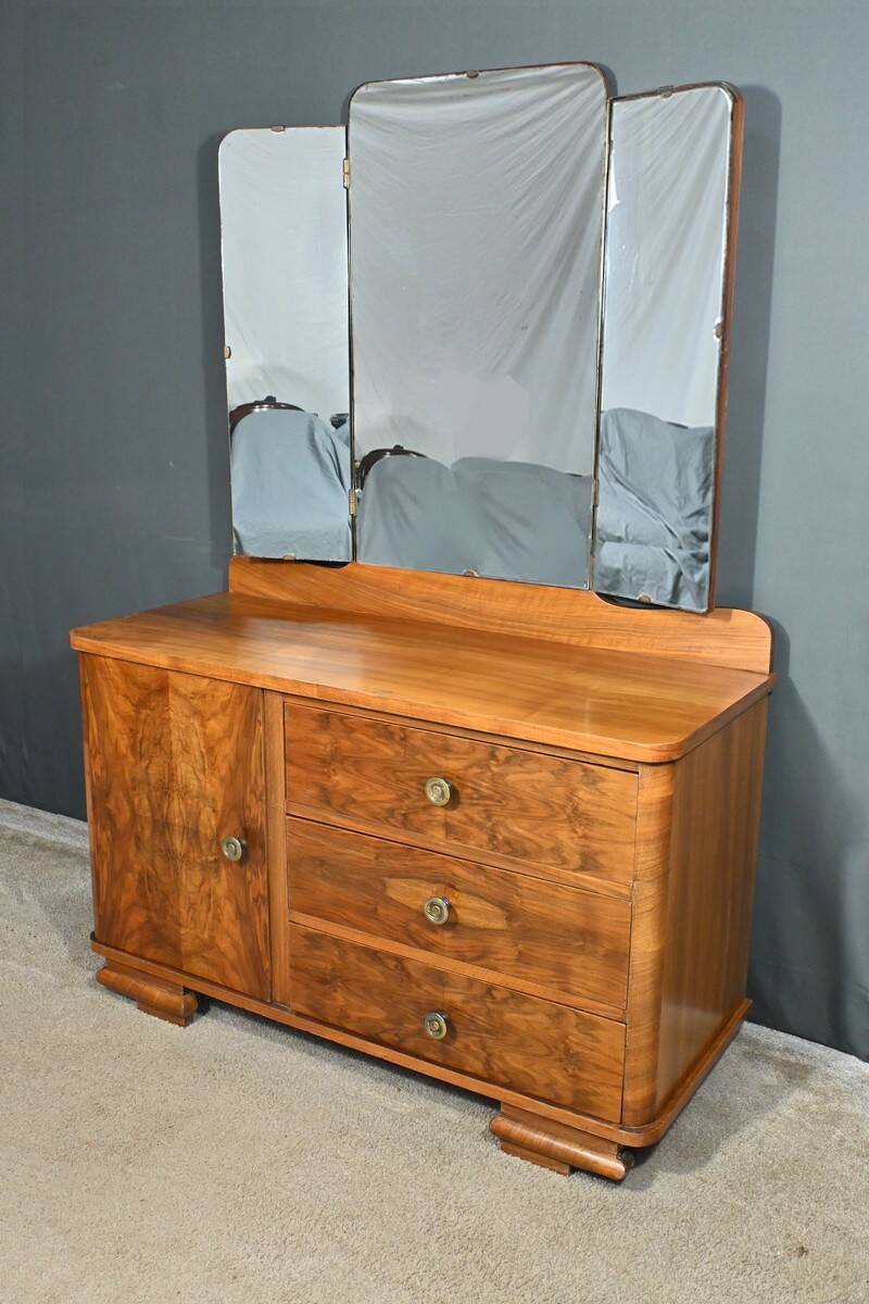 Walnut Veneer Hairdresser, Art Deco - 1930