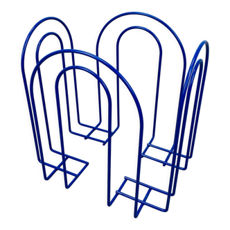 Metal magazine holder blue 80s postmodern vintage memphis