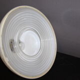 Sheet metal chandelier perforated by holophane circa 1950