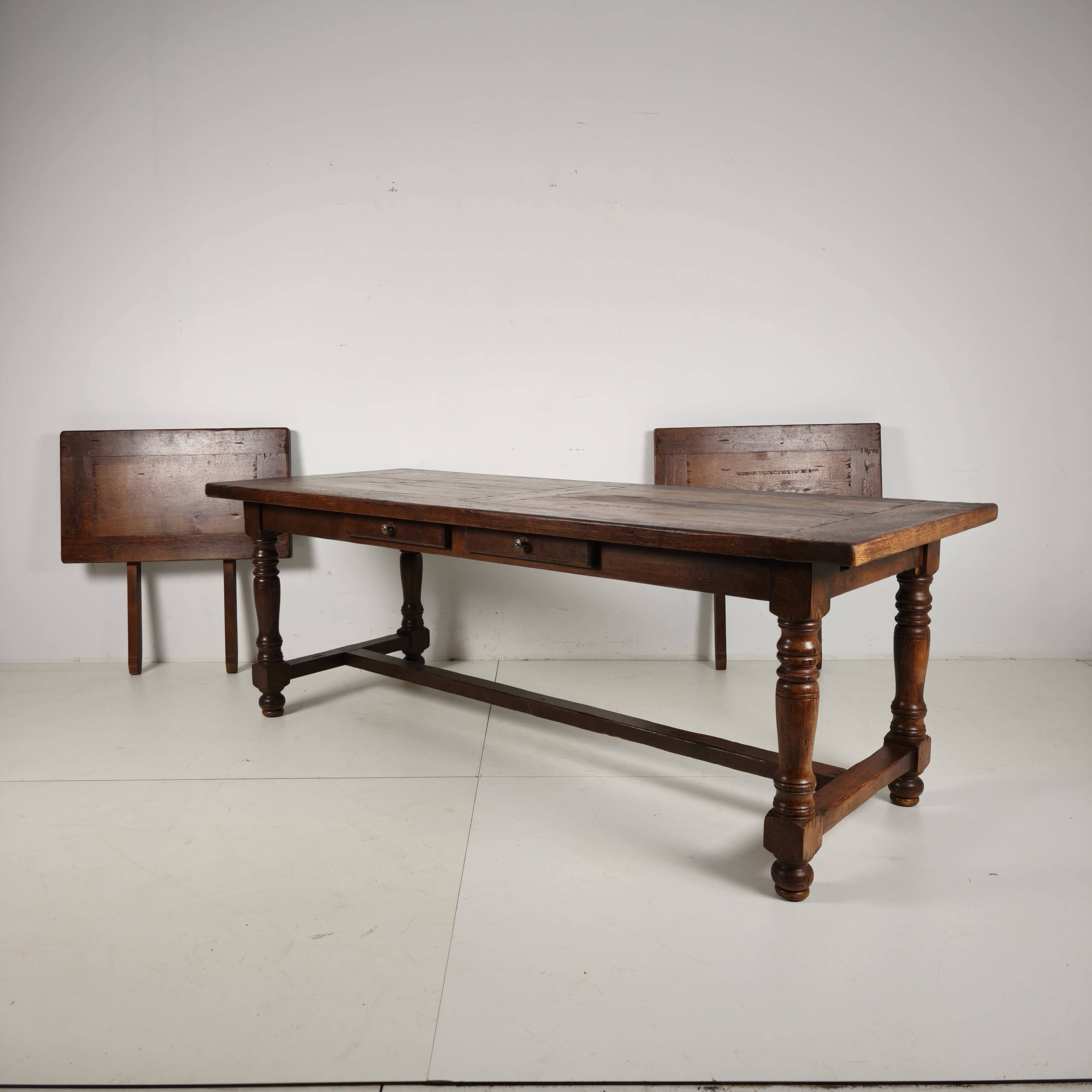 Large French Oak Monastery Table 320/220 cm, early 20th Century