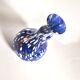 Vintage biot vase in double blown blue glass, coloured dot, design 2000 signed "arnold biot"