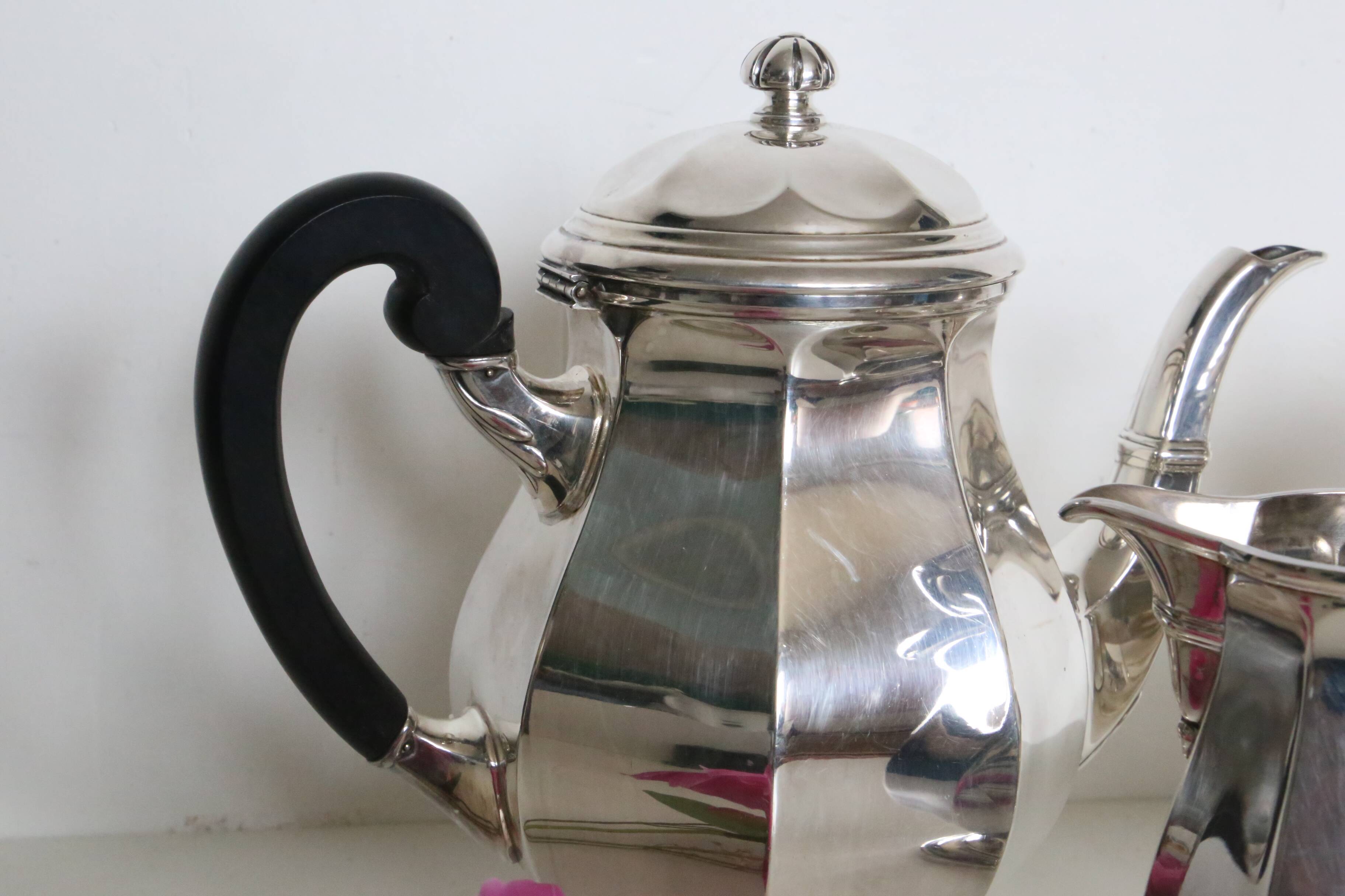 Silver-plated coffee service with ebony handles