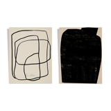 Pair of giclee prints. Abstract wall art set of two, 50x70