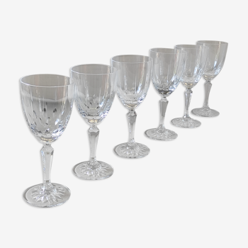 Box of 6 glasses in blown and cut Lorraine crystal water