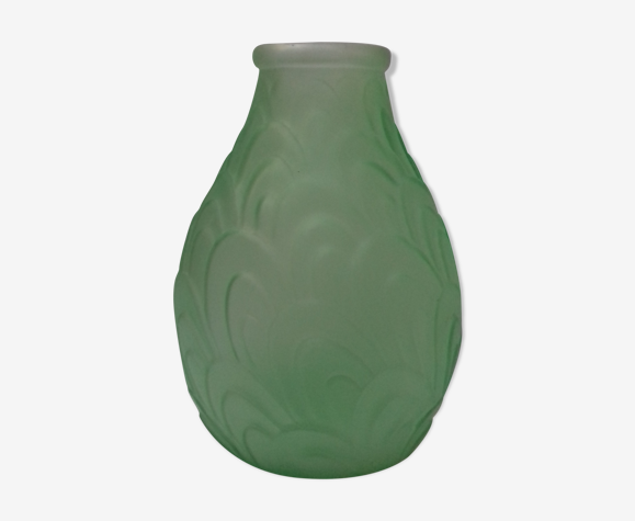 Vase art déco verre préssé moulé
