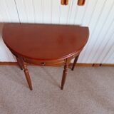 Set of 2 half-moon console tables with drawer - cherry wood - Louis Philippe style