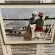Old Color Print Sailor Children On The Naval Port + Green Wood Frame #B540