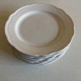 Set of 7 Mougins plates in white enamelled clay with gadroons