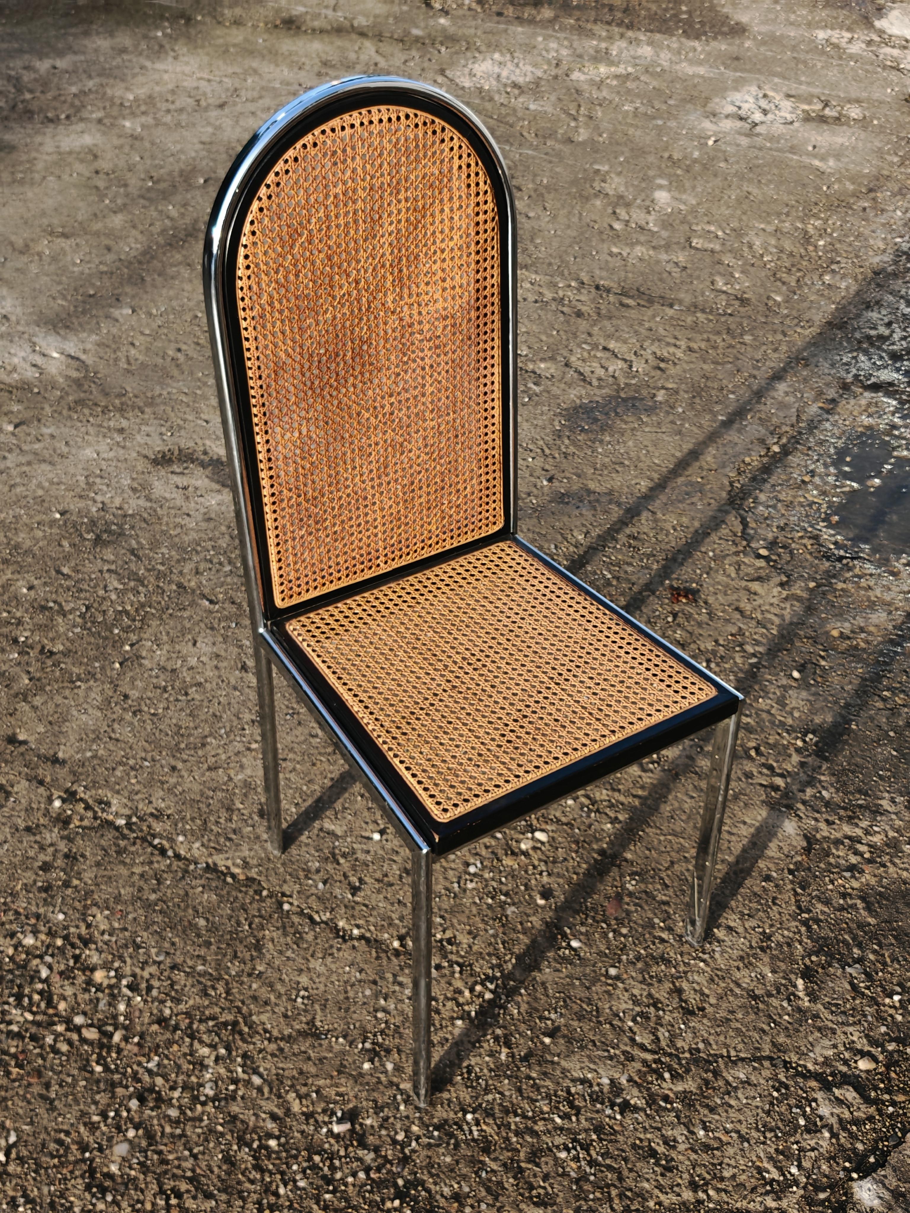 Chaises Bauhaus en hêtre et acier avec assises en cannage