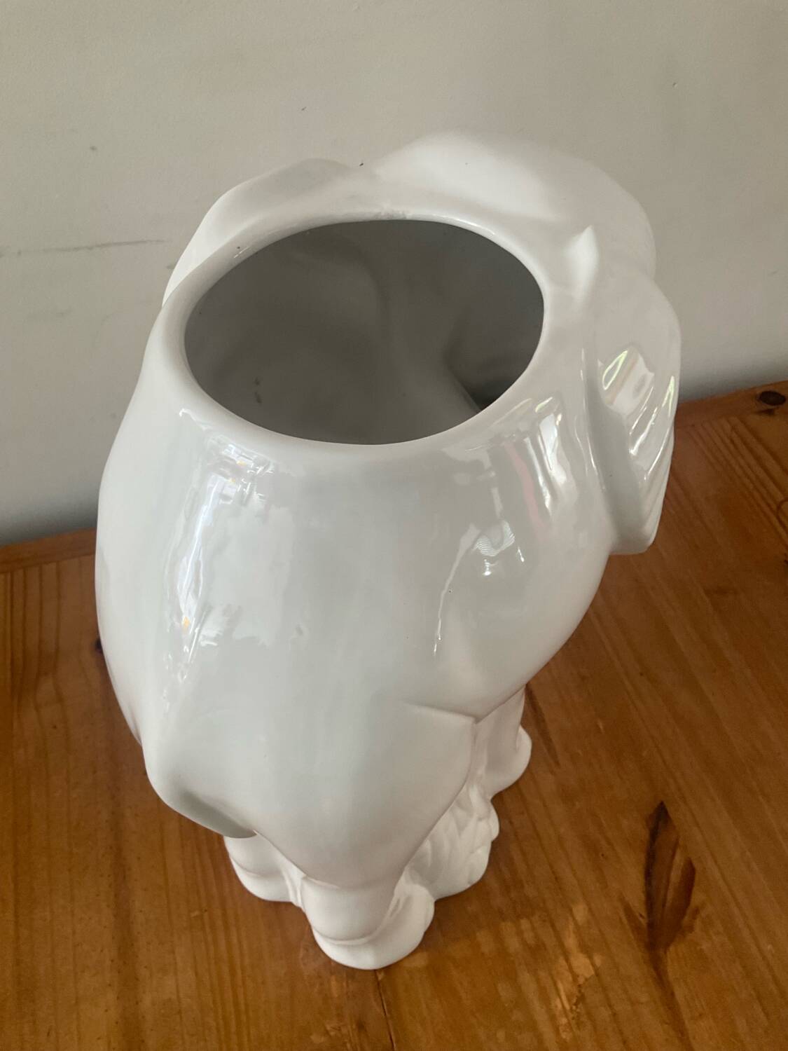 Vintage elephant umbrella stand in glazed ceramic
