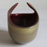 Horned aventurine and burgundy murano glass bowl, venice 1950s.