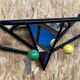 Black metal wood coat rack with vintage mirror