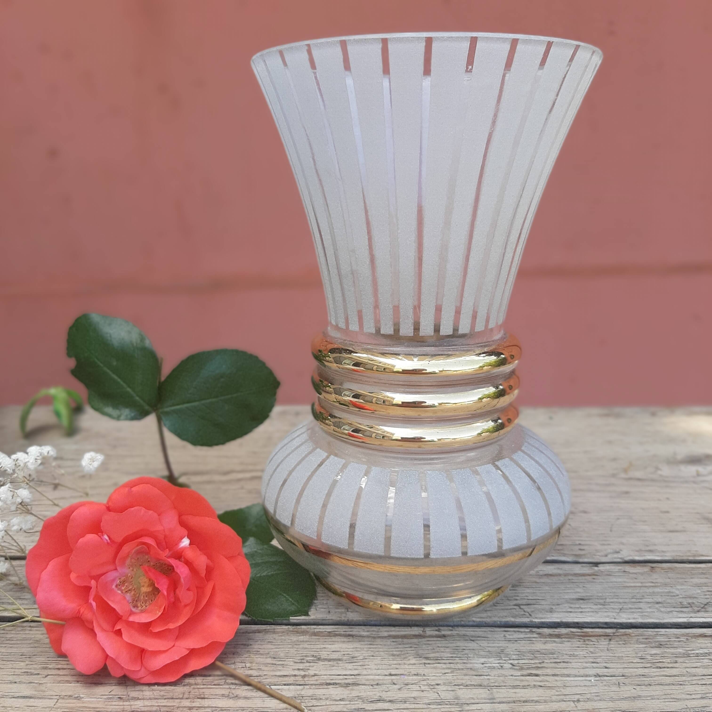 Granite and gilded glass vase 50s
