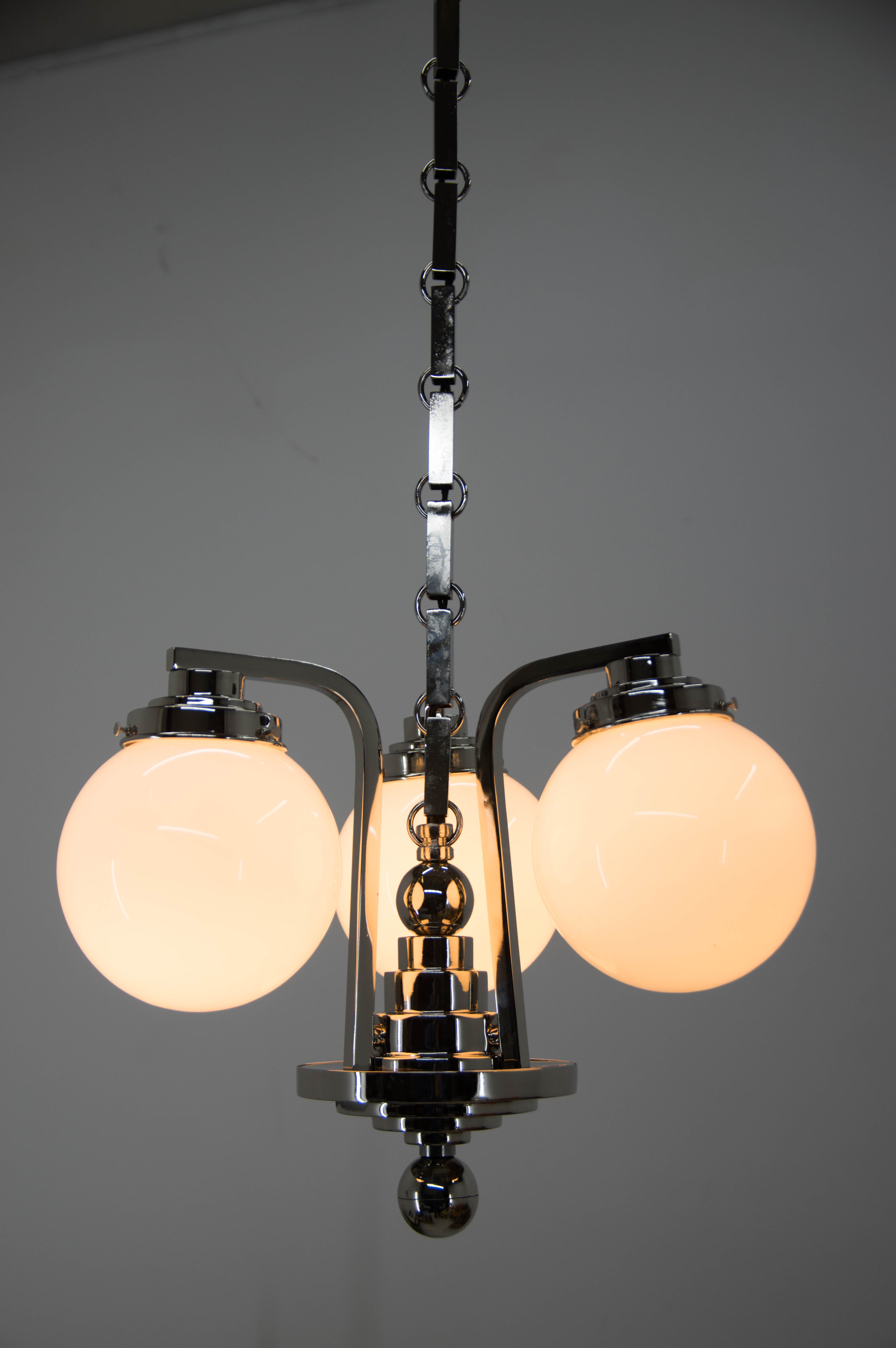 Art Deco 3-flamming Chandelier, 1920s
