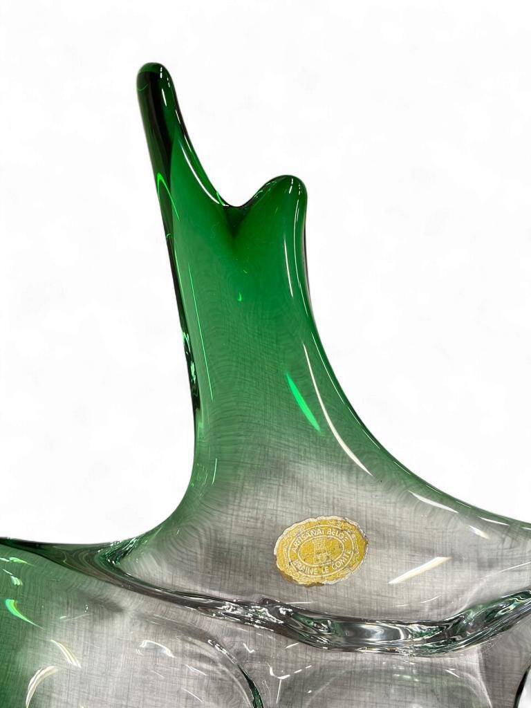 Décoration vintage en verre vert / coupe Braine Le Comte