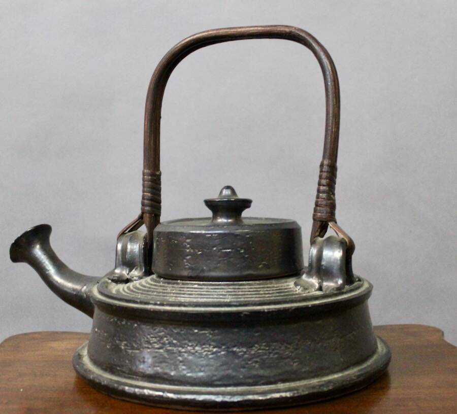 Teapot In Black Enamelled Chamotte Earth Jean Marais (1913-1998)