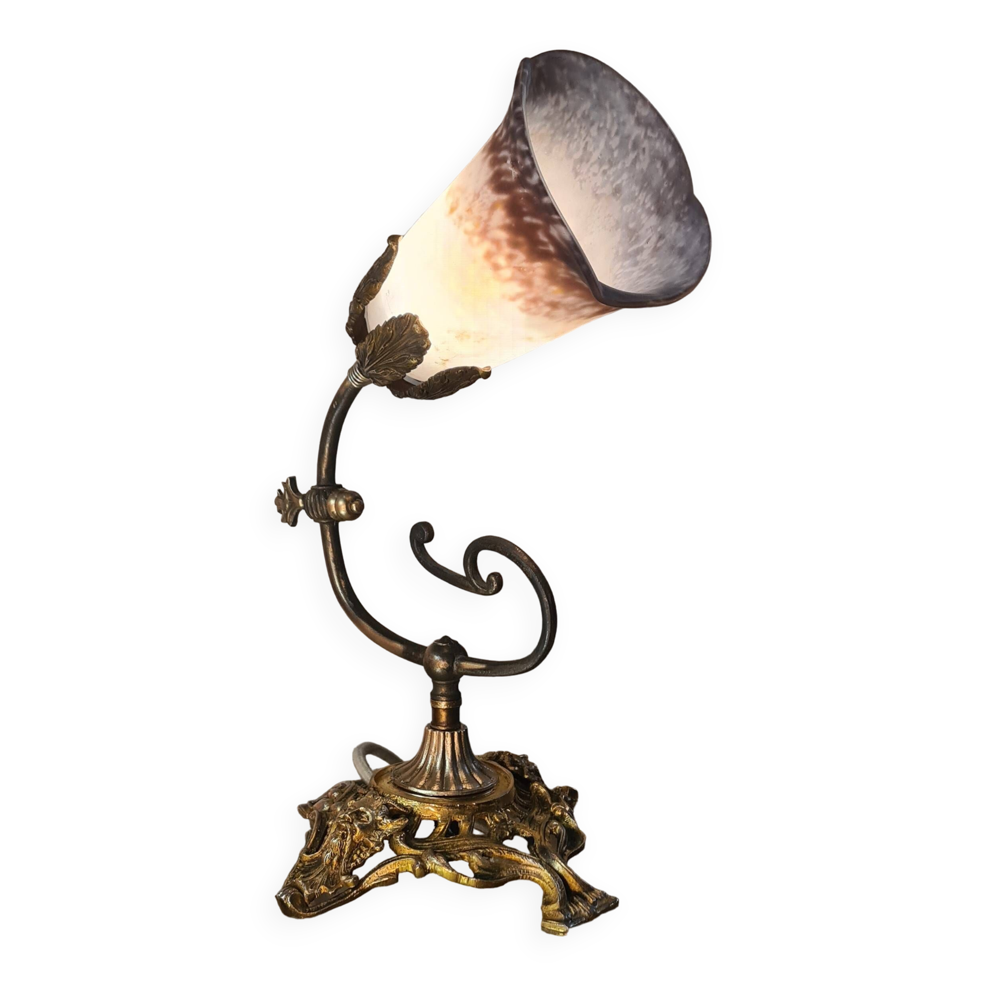 bronze lamp napoleon style lll 4 kg 36x27 cm tulip type muller unsigned