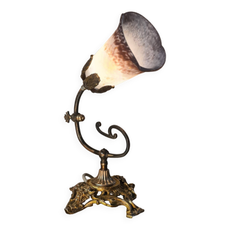 lampe  bronze style napoleon lll  4 kg 36x27 cm tulipe type muller non signé