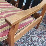 Vintage oak 2 seater bench and footrest