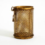 Mid Century Italian Regency Gilt Metal Waste Paper Bin from Li Puma