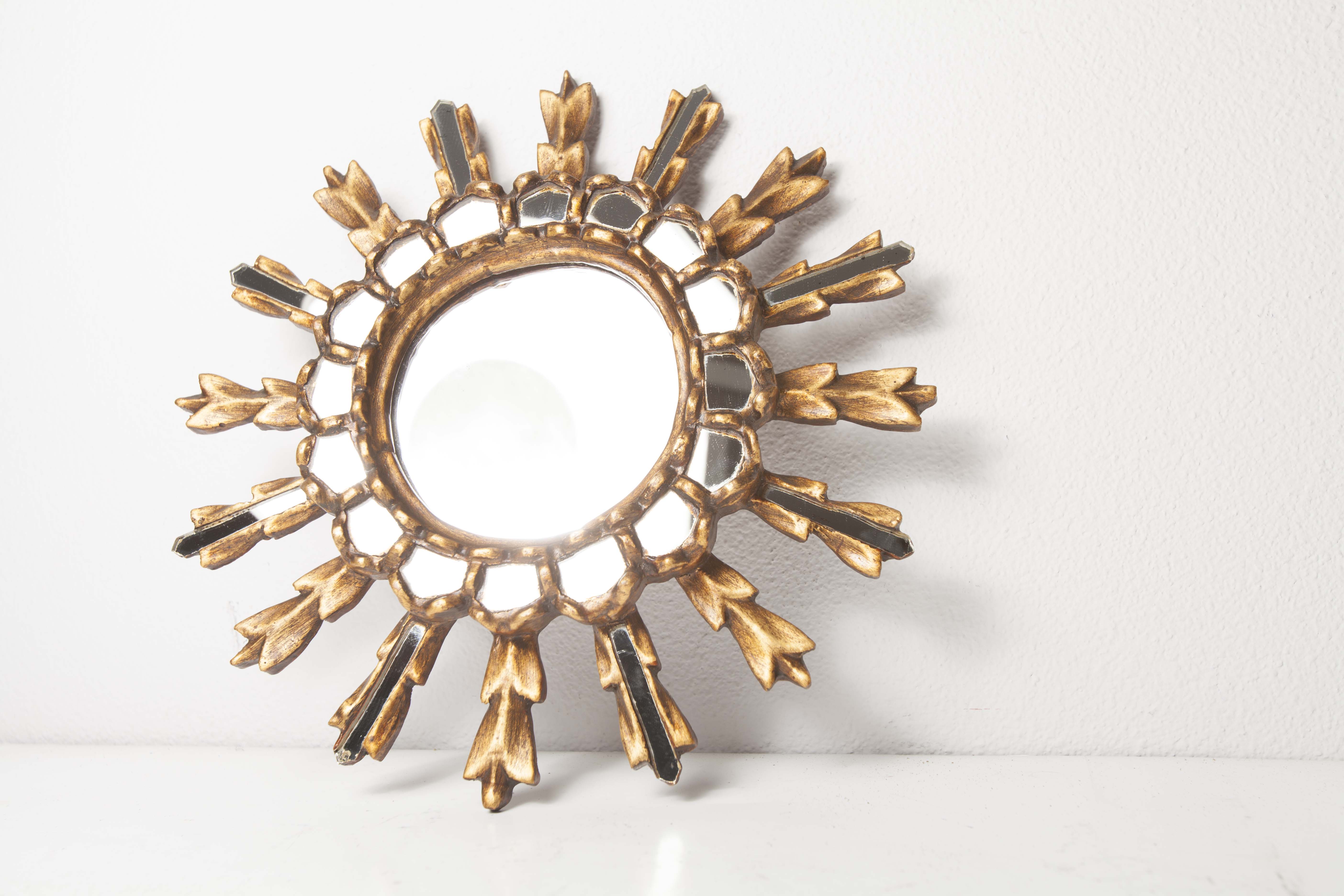 Mirror wood golden sun 50 -  32x32cm