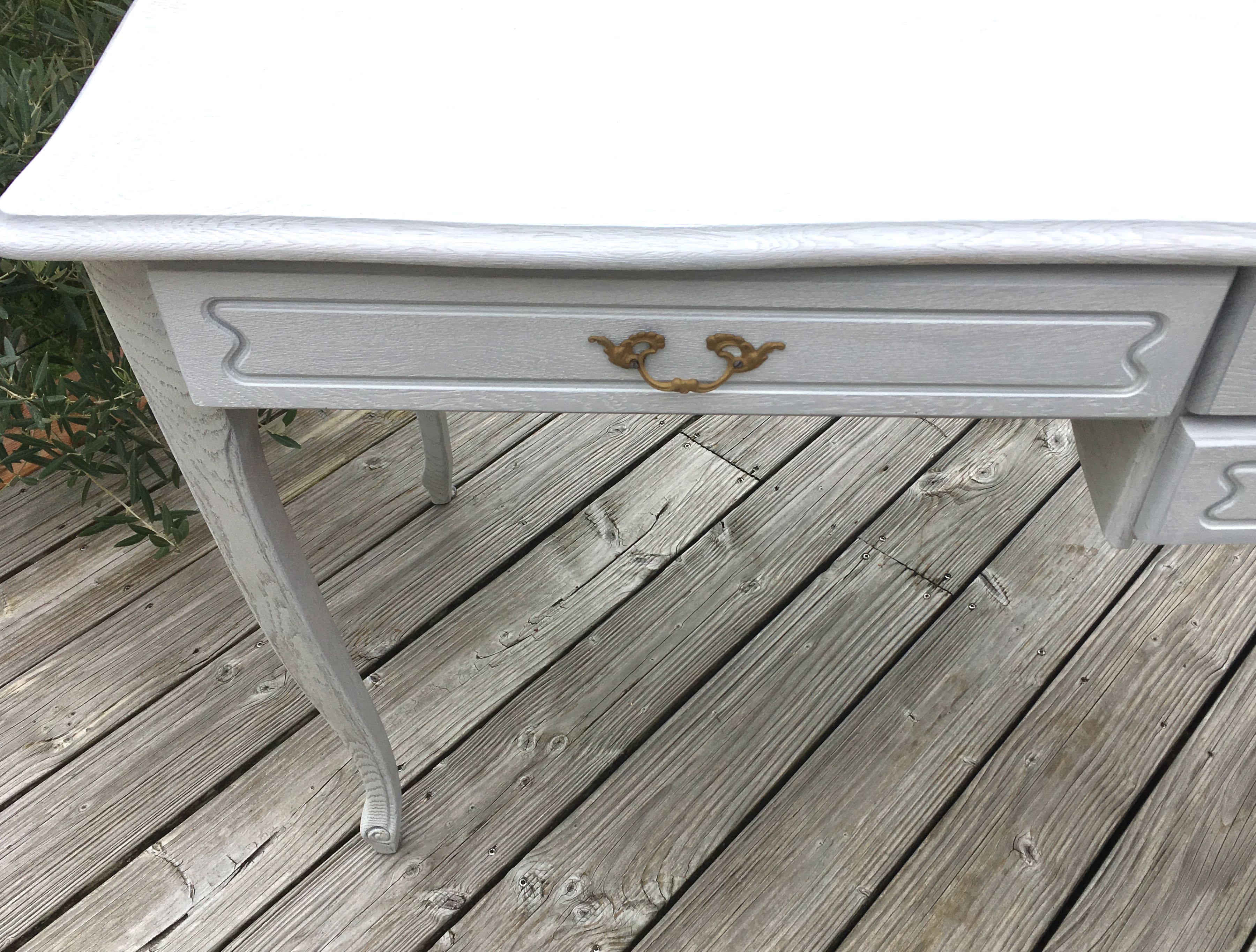 Vintage wood and brass desk