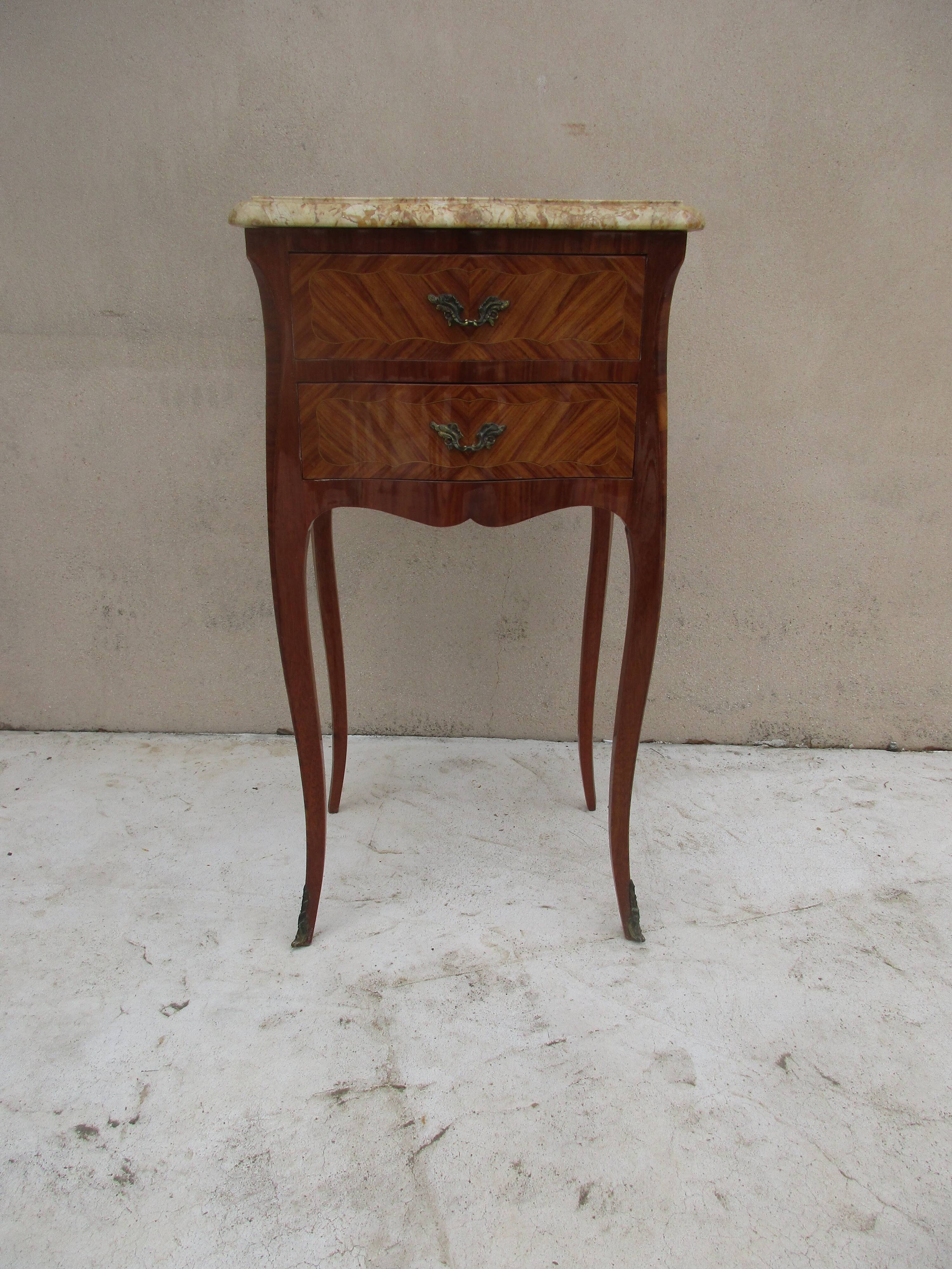 Bedside in Louis XV style marquetry