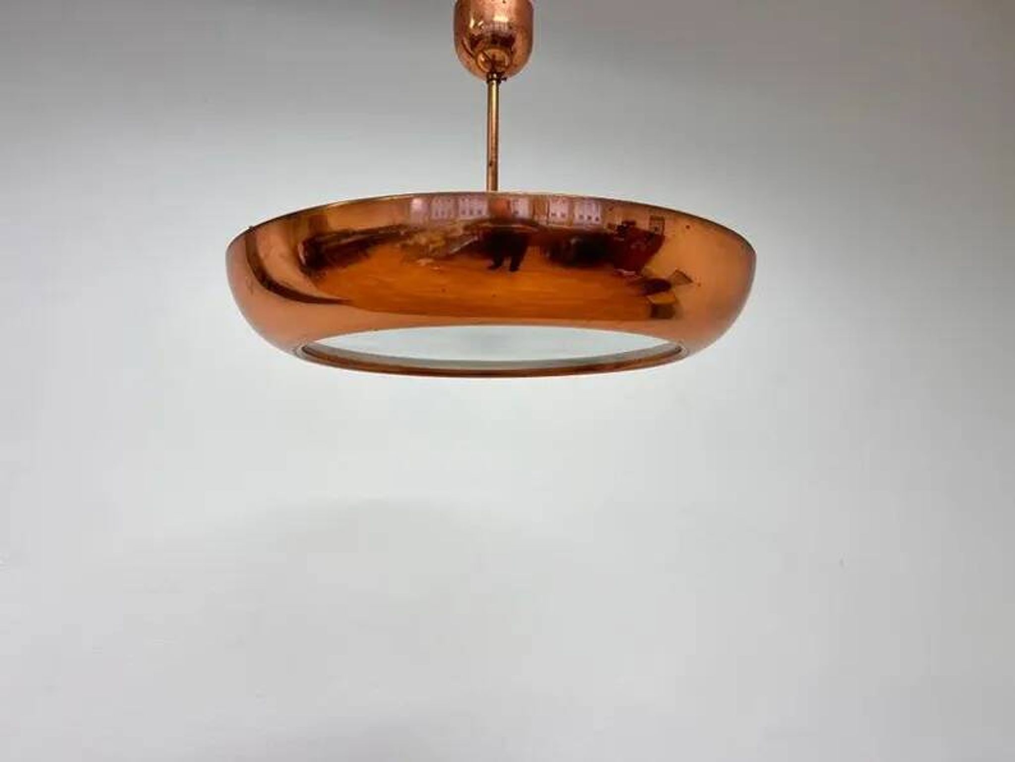 Pair of Bauhaus / Functionalist Copper Pendants UFO by Napako, 1940s